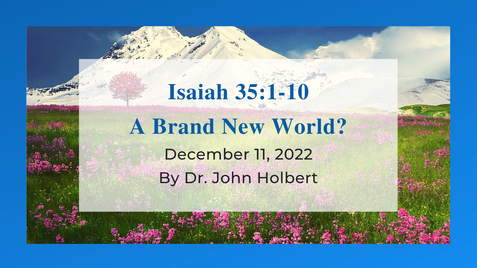 A Brand New World Reflections On Isaiah 35 1 10