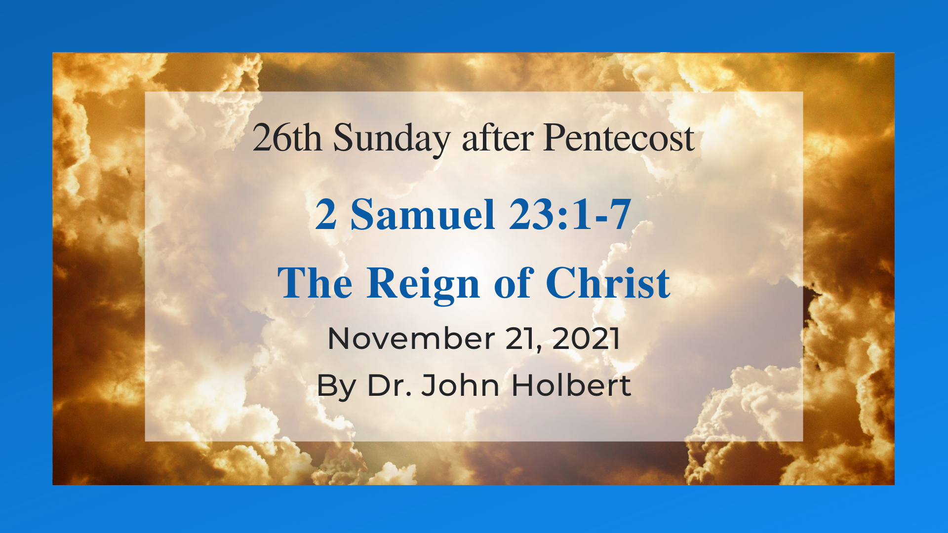The Reign Of Christ Reflections On 2 Samuel 231 7